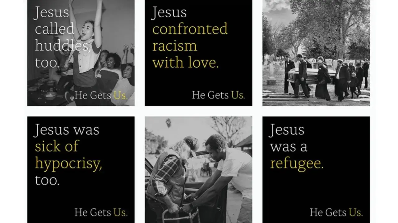 Jesus-Werbung: Jesus rief zu Gemeinschaft auf, konfrontierte Rassismus, war sick of Heuchelei und war ein Flüchtling. Er versteht uns.