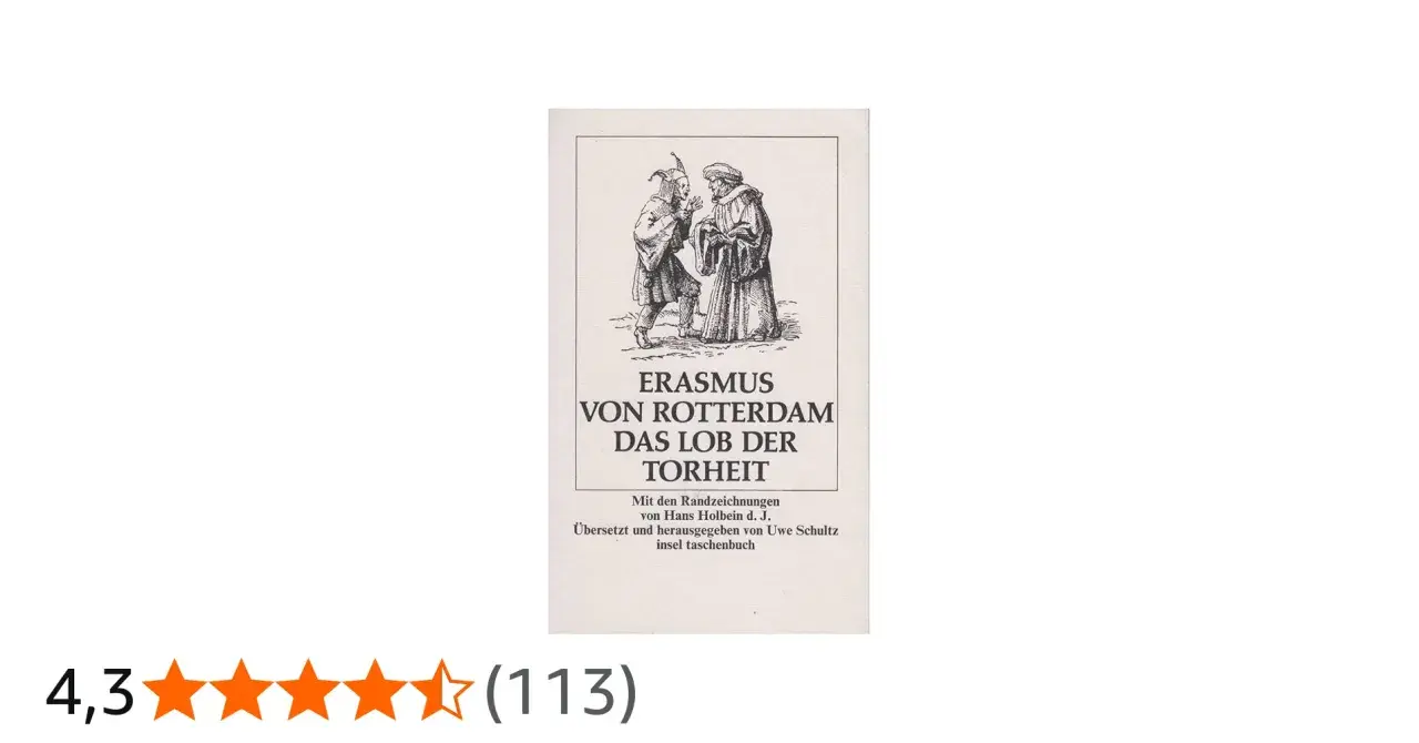 Buchcover: Erasmus von Rotterdam, "Das Lob der Torheit", mit Holbeins Randzeichnungen.