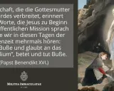 Die Botschaft der Gottesmutter in Lourdes, Teil von das wunder von lourdes wahre geschichte, erinnert an Jesu Worte: „Tut Buße und glaubt an das Evangelium“.