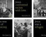 Jesus-Werbung: Jesus rief zu Gemeinschaft auf, konfrontierte Rassismus, war sick of Heuchelei und war ein Flüchtling. Er versteht uns.