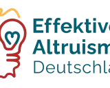 Logo für "Effektiver Altruismus Deutschland" mit stilisiertem Kopf und Glühbirne, die ein Herz enthält.