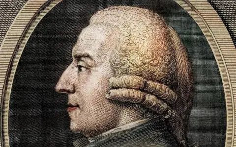 Porträt von Adam Smith, dem Vordenker der freien Marktwirtschaft, im Profil.