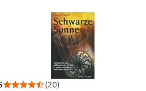 Buchcover "Schwarze Sonne" von Rüdiger Sünner. Das Symbol der schwarzen Sonne, oft mit Wikingern assoziiert, ist zentral.