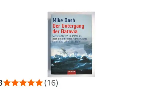 Buchcover "Der Untergang der Batavia" zeigt ein stürmisches Meer und ein sinkendes Schiff. Eine Geschichte über das Schicksal des Batavia-Schiffes.