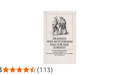 Buchcover: Erasmus von Rotterdam, "Das Lob der Torheit", mit Holbeins Randzeichnungen.