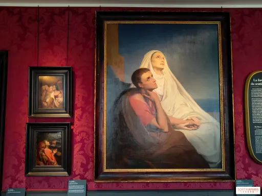 Gemälde von Ary Scheffer: Eine Frau in Weiß und ein Mann in Rot blicken hoffnungsvoll nach oben.