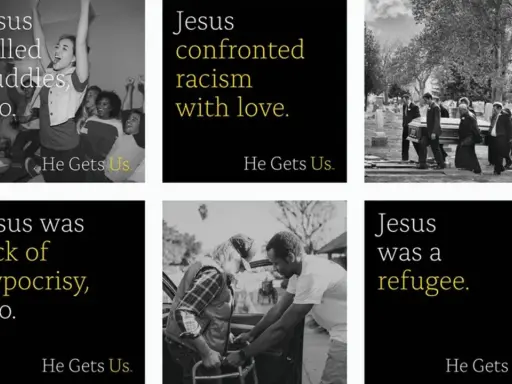 Jesus-Werbung: Jesus rief zu Gemeinschaft auf, konfrontierte Rassismus, war sick of Heuchelei und war ein Flüchtling. Er versteht uns.