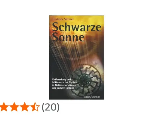 Buchcover "Schwarze Sonne" von Rüdiger Sünner. Das Symbol der schwarzen Sonne, oft mit Wikingern assoziiert, ist zentral.