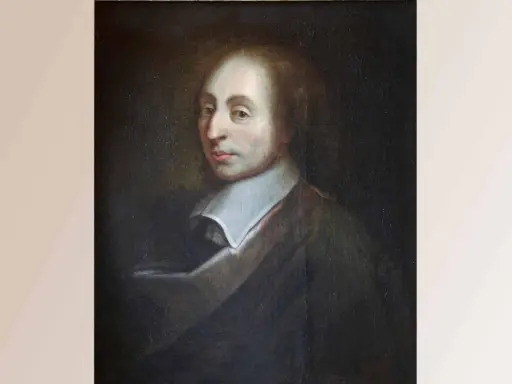 Gemälde von Blaise Pascal, dem französischen Mathematiker und Philosophen, mit nachdenklichem Blick.