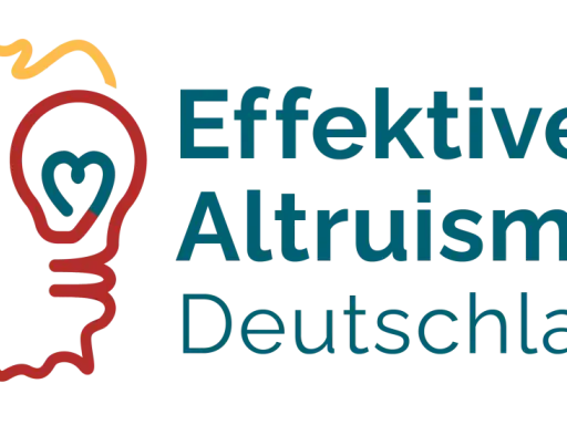 Logo für "Effektiver Altruismus Deutschland" mit stilisiertem Kopf und Glühbirne, die ein Herz enthält.