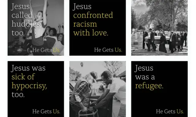 Jesus-Werbung: Jesus rief zu Gemeinschaft auf, konfrontierte Rassismus, war sick of Heuchelei und war ein Flüchtling. Er versteht uns.
